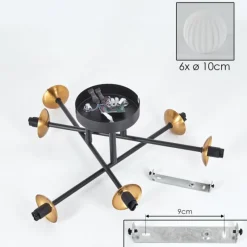 Lampes Dorées-hofstein Plafonnier - Verre 10 cm Chehalis Or, Noir, 6 lumières