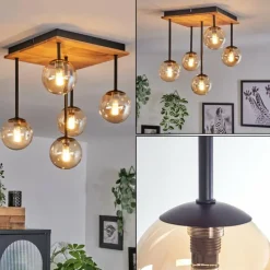 hofstein Plafonnier - Verre 10 cm Chehalis Écru, Noir, 5 lumières