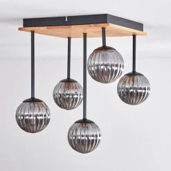 hofstein Plafonnier - Verre 10 cm Chehalis Écru, Noir, 5 lumières