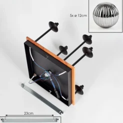 Suspension Verre Fumé-hofstein Plafonnier - Verre 12 cm Chehalis Écru, Noir, 5 lumières