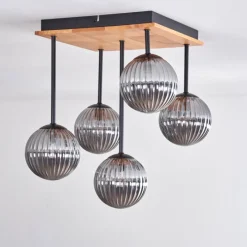 Suspension Verre Fumé-hofstein Plafonnier - Verre 12 cm Chehalis Écru, Noir, 5 lumières