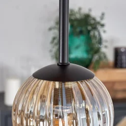 hofstein Plafonnier - Verre 12 cm Chehalis Écru, Noir, 5 lumières