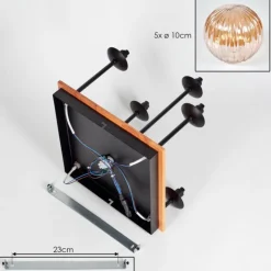 hofstein Plafonnier - Verre 12 cm Chehalis Écru, Noir, 5 lumières