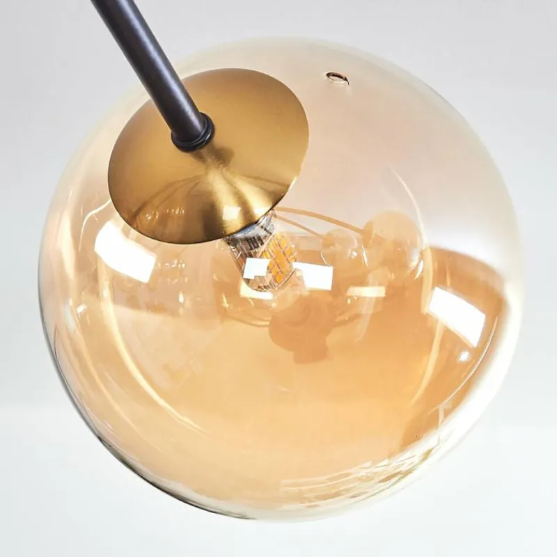 hofstein Plafonnier - Verre 15 cm Chehalis Or, Noir, 8 lumières