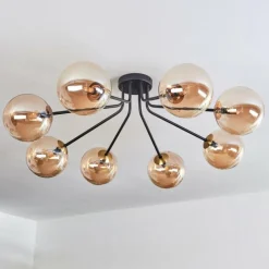 hofstein Plafonnier - Verre 15 cm Chehalis Or, Noir, 8 lumières