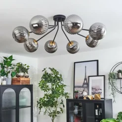 Lampes Dorées-hofstein Plafonnier - Verre 15 cm Chehalis Or, Noir, 8 lumières