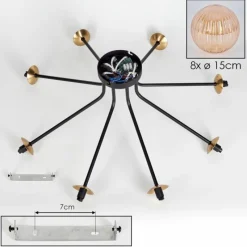 Lampes Dorées-hofstein Plafonnier - Verre 15 cm Chehalis Or, Noir, 8 lumières