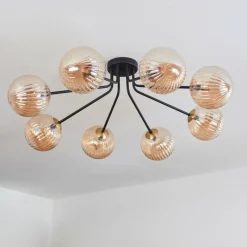 Lampes Dorées-hofstein Plafonnier - Verre 15 cm Chehalis Or, Noir, 8 lumières