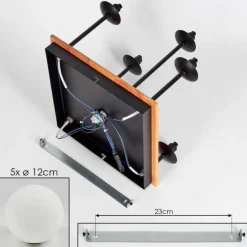 hofstein Plafonnier - Verre 12 cm Chehalis Écru, Noir, 5 lumières