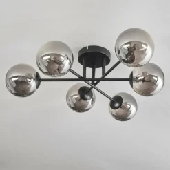 Suspension Verre Fumé-hofstein Plafonnier - Verre 12 cm Chehalis Fumé, 6 lumières