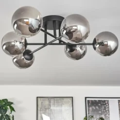 Suspension Verre Fumé-hofstein Plafonnier - Verre 12 cm Chehalis Fumé, 6 lumières