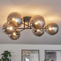 hofstein Plafonnier - Verre 15 cm Chehalis Fumé, 6 lumières