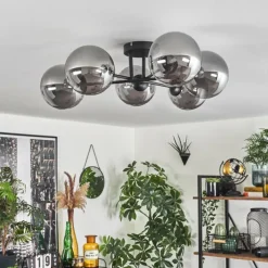 hofstein Plafonnier - Verre 15 cm Chehalis Fumé, 6 lumières