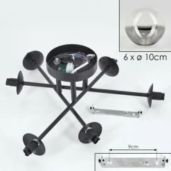 hofstein Plafonnier - Verre 10 cm Chehalis Clair, Fumé, 6 lumières