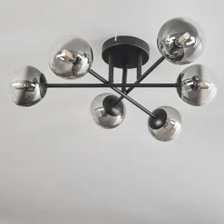 hofstein Plafonnier - Verre 10 cm Chehalis Clair, Fumé, 6 lumières