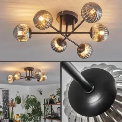 hofstein Plafonnier - Verre 10 cm Chehalis Fumé, 6 lumières