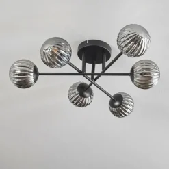 hofstein Plafonnier - Verre 10 cm Chehalis Fumé, 6 lumières