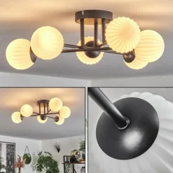 hofstein Plafonnier - Verre 10 cm Chehalis Blanc, 6 lumières