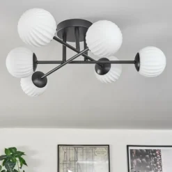 hofstein Plafonnier - Verre 10 cm Chehalis Blanc, 6 lumières