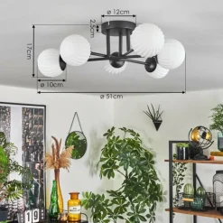 hofstein Plafonnier - Verre 10 cm Chehalis Blanc, 6 lumières