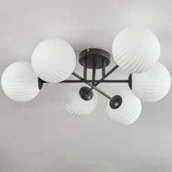 hofstein Plafonnier - Verre 15 cm Chehalis Blanc, 6 lumières