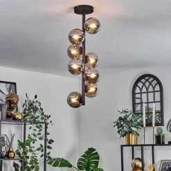 hofstein Plafonnier - Verre 10 cm Chehalis Fumé, 8 lumières