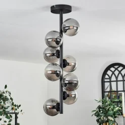 hofstein Plafonnier - Verre 10 cm Chehalis Fumé, 8 lumières