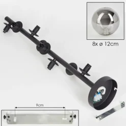 hofstein Plafonnier - Verre 12 cm Chehalis Fumé, 8 lumières