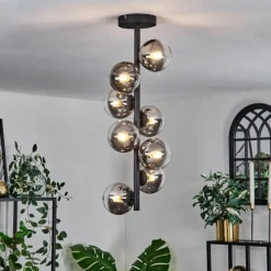 hofstein Plafonnier - Verre 10 cm Chehalis Clair, Fumé, 8 lumières