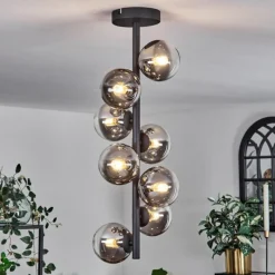 hofstein Plafonnier - Verre 10 cm Chehalis Clair, Fumé, 8 lumières