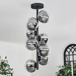 hofstein Plafonnier - Verre 12 cm Chehalis Clair, Fumé, 8 lumières