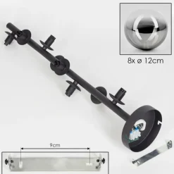 hofstein Plafonnier - Verre 12 cm Chehalis Clair, Fumé, 8 lumières