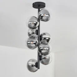 hofstein Plafonnier - Verre 12 cm Chehalis Clair, Fumé, 8 lumières