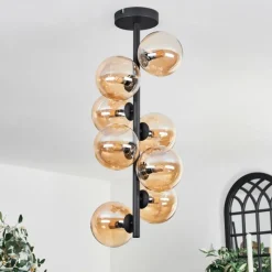 hofstein Plafonnier - Verre 12 cm Chehalis Ambre, 8 lumières