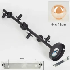 hofstein Plafonnier - Verre 12 cm Chehalis Ambre, 8 lumières