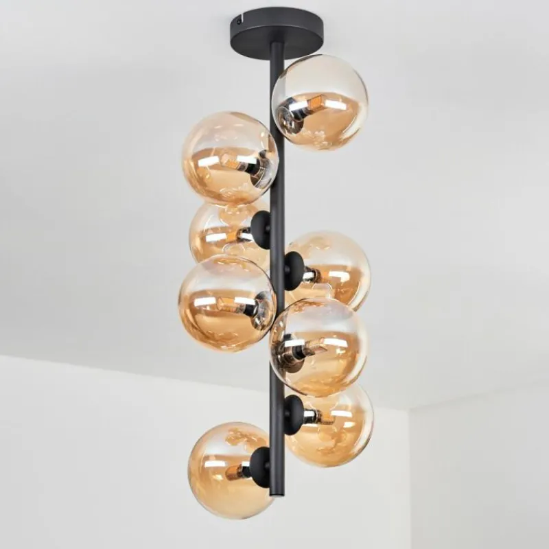 hofstein Plafonnier - Verre 12 cm Chehalis Ambre, 8 lumières