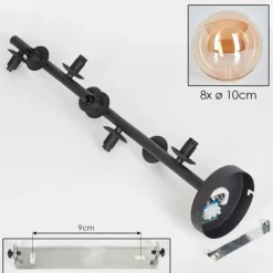 hofstein Plafonnier - Verre 10 cm Chehalis Ambre, 8 lumières