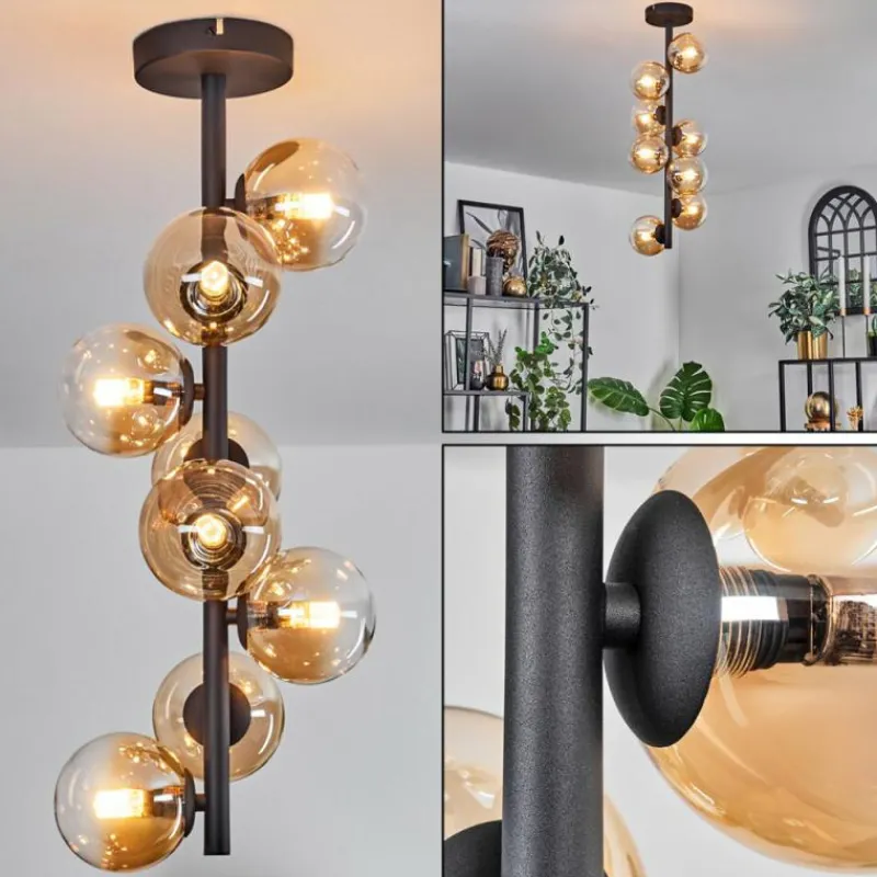 hofstein Plafonnier - Verre 10 cm Chehalis Ambre, Clair, 8 lumières