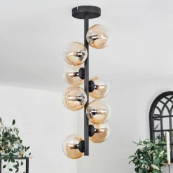 hofstein Plafonnier - Verre 10 cm Chehalis Ambre, Clair, 8 lumières