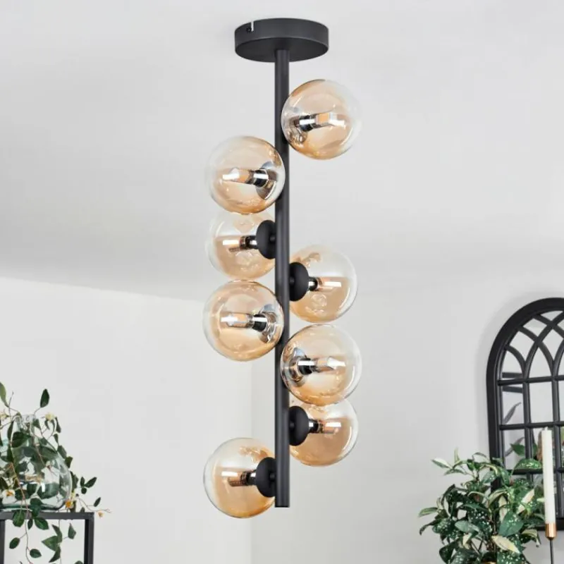 hofstein Plafonnier - Verre 10 cm Chehalis Ambre, Clair, 8 lumières