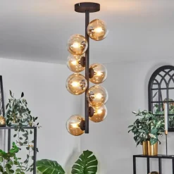 hofstein Plafonnier - Verre 10 cm Chehalis Ambre, Clair, 8 lumières