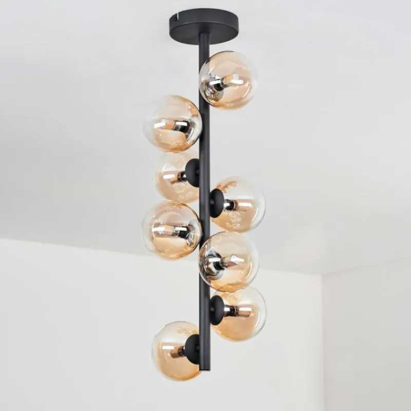 hofstein Plafonnier - Verre 10 cm Chehalis Ambre, Clair, 8 lumières