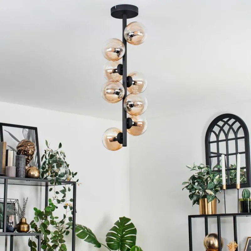 hofstein Plafonnier - Verre 10 cm Chehalis Ambre, Clair, 8 lumières