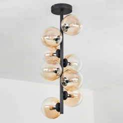 hofstein Plafonnier - Verre 12 cm Chehalis Ambre, Clair, 8 lumières