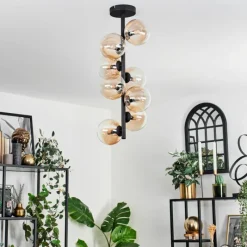 hofstein Plafonnier - Verre 12 cm Chehalis Ambre, Clair, 8 lumières