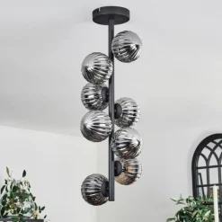 hofstein Plafonnier - Verre 10 cm Chehalis Fumé, 8 lumières