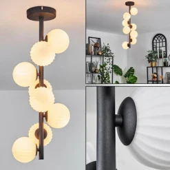 hofstein Plafonnier - Verre 10 cm Chehalis Blanc, 8 lumières