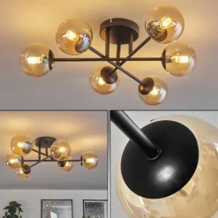 hofstein Plafonnier - Verre 10 cm Chehalis Ambre, 6 lumières