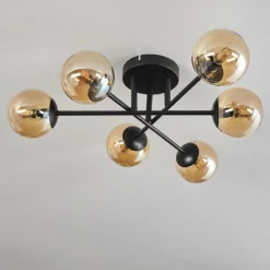 hofstein Plafonnier - Verre 10 cm Chehalis Ambre, 6 lumières