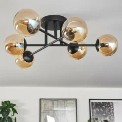 hofstein Plafonnier - Verre 10 cm Chehalis Ambre, 6 lumières